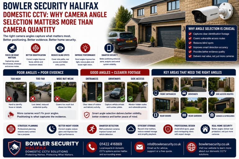Bowler Security Halifax Domestic CCTV: Why CCTV Camera Angles Matters More Than Camera Quantity